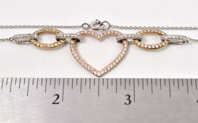 CZ Heart Pendant Necklace in Sterling Silver