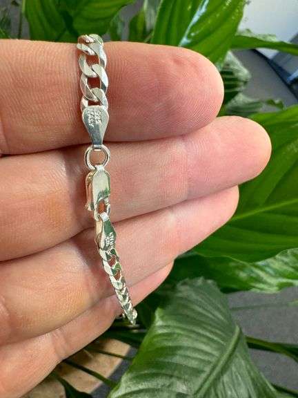 Sterling Silver 925 5.3mm ID Bracelet Diamond Cut Curb Link 7"
