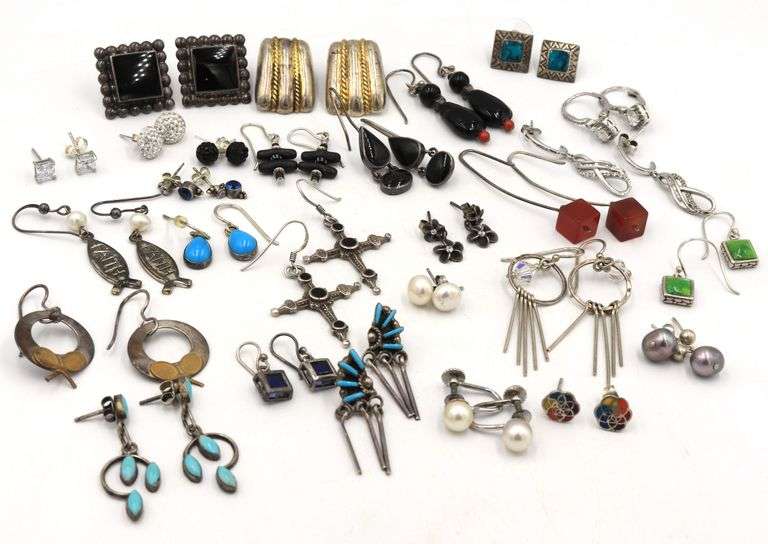Group lot of vintage 925 sterling silver earrings