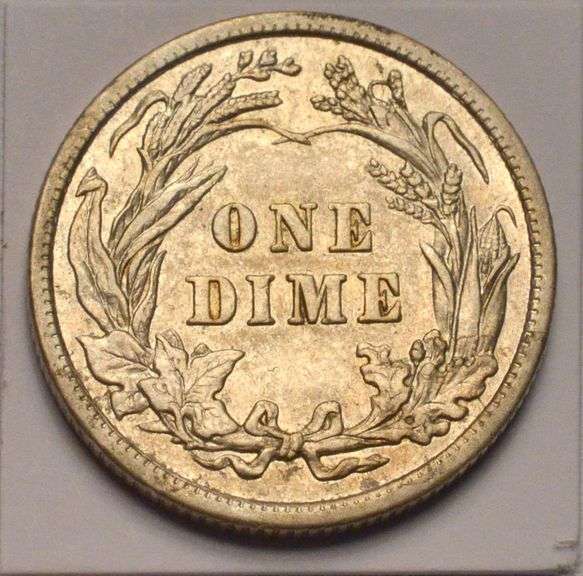 1910 Barber Dime, Circulated.