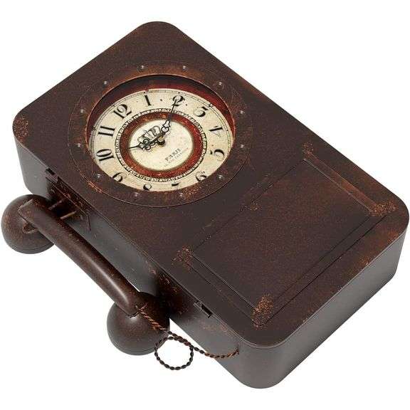 Vintage Telephone Wall Clock with Hidden Safe