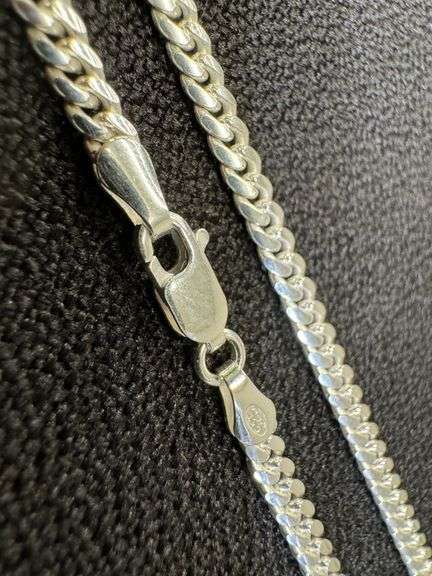 Sterling Silver 925 3.3mm Miami Cuban Chain 24" Necklace Italy