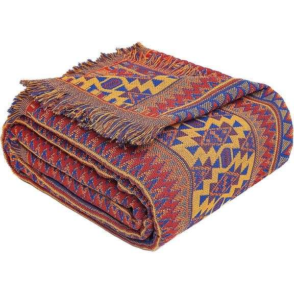 Vintage Handwoven Southwestern Aztec Throw Cover
