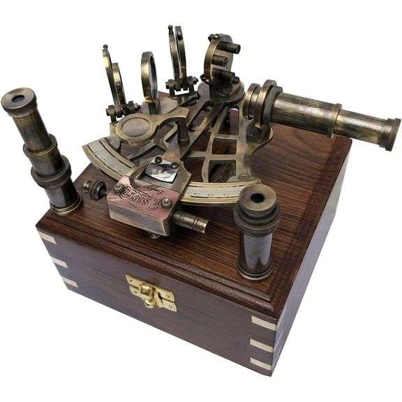 J. Scott's Vintage Brass Nautical Sextant with Celestial Navigation