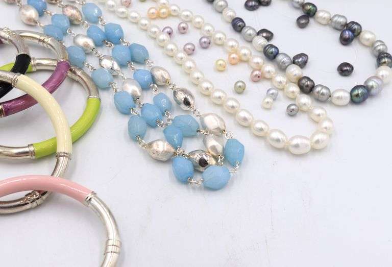 Big group lot of sterling silver Pearl Jewelry