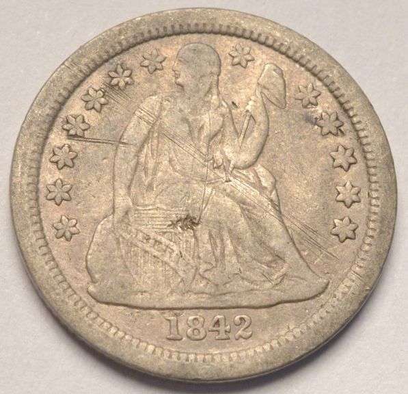 1842 Seated Liberty Dime, Circulated.