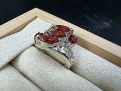 Sterling Silver Natural Garnet Gemstone Ring Size 7