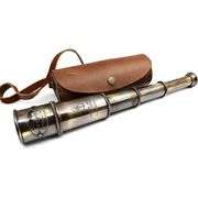 Antique Explorer's Brass Telescope with Leather Case