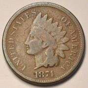 1874 DDO FS-101 Indian Head Cent, Circulated.