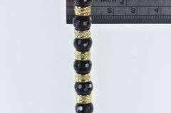 14K Yellow Gold Faceted Black Onyx Banded Bead Bracelet