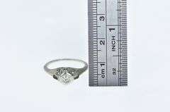 18K White Gold Art Deco Diamond Filigree Engagement Ring