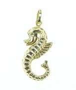 14K Yellow Gold 3D Sea Horse Vintage Ocean Animal Charm/Pendant