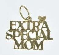 14K Yellow Gold Extra Special Mom Word Cut Out Charm/Pendant