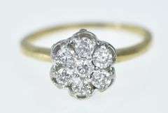 14K Yellow Gold 0.35 Ctw Diamond Vintage Cluster Ring