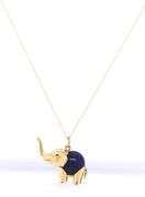 14kt Yellow gold Elephant lapis charm pendant on chain