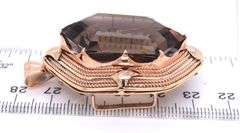 14kt Yellow gold Hexagon Smokey quartz Twisted rope brooch pendant