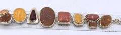 Group lot of 3 Vintage 925 sterling silver gemstone bracelets
