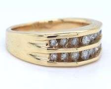 14kt Yellow gold double row channel set diamond ring