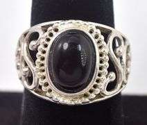 Black Onyx Gemstone Ring in Sterling Silver