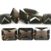 Emerald cut! Unheated! 17.33ct Smoky Quartz set