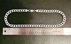 Huge 90 Gram 14 Kt Tri-Layered .925 Silver Plated Cuban Link Necklace