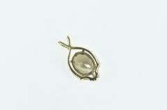 14K Yellow Gold Oval Smoky Quartz Vintage Statement Pendant