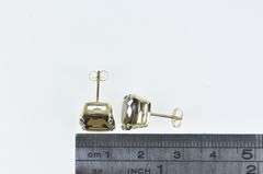 14K Yellow Gold Cushion Smoky Quartz Solitaire Stud Earrings