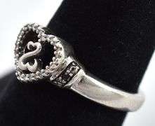 Diamond Gemstone Heart Ring in Sterling Silver