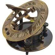 Antique Brass Sundial Compass with Box