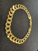 22k Yellow Gold Plated Men's 7.5mm Solid .925 Sterling Silver Flat Curb Chain Link Italy Bracelet 7"