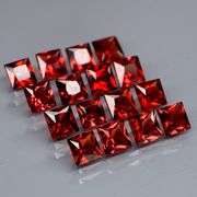 Tremendous 6.84ct princess cut cherry red Garnet set