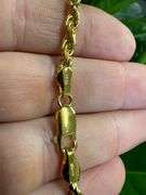 22k Yellow Gold Plated Sterling Silver Diamond-Cut Rope Chain 3.7mm Solid 925 Italy New Bracelet 7"