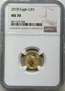 2018 $5 American Gold Eagle Perfect NGC MS70 graded