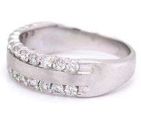 14kt White gold double row satin diamond band
