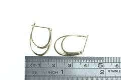 10K Yellow Gold Oval Layered Diamond Vintage Hoop Earrings