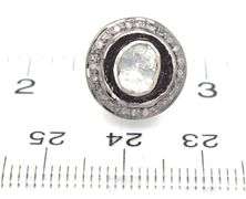 Round Mine Cut Dark Silver Earrings with Diamond Accents