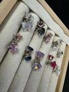 Sterling Silver CZ Earrings Lot of 10 Pairs Various Sizes and Styles