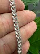 Men's 4.6mm Solid .925 Sterling Silver Hammered Curb Chain Link Italy Necklace 24"