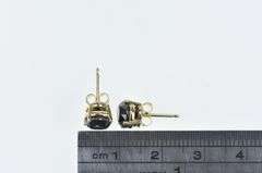 14K Yellow Gold Round Hematite Faceted Stud Vintage Earrings