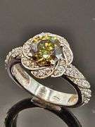 Dynamic 2.85 Ct VVs1 Golden Amber Green Lab Diamond Ring