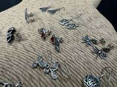 Sterling Silver Earring Assortment Various Sizes & Styles (10 Earring Lot)