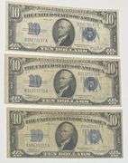 $ 10 1934 A C & D Series Silver Certificates.