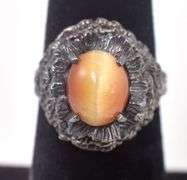 Orange Tiger's Eye Gemstone Ring in Sterling Silver