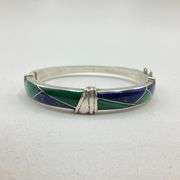 24.2g .970 Sterling Bangle Lapis/ Malachite