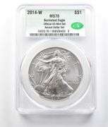 2014-W Burnished Silver Eagle Annual Dollar Set MS70 CAC CACG