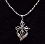 Vajra Dorje Pendant Necklace in Sterling Silver