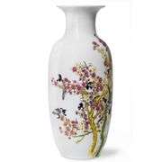 Handmade Porcelain Famille Rose Vase with Birds and Peach Blossom