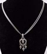 CZ Heart Pendant Chain Necklace in Sterling Silver