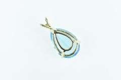14K Yellow Gold Pear Blue Topaz Vintage Solitaire Pendant