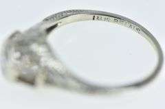 18K White Gold Art Deco Diamond Filigree Engagement Ring